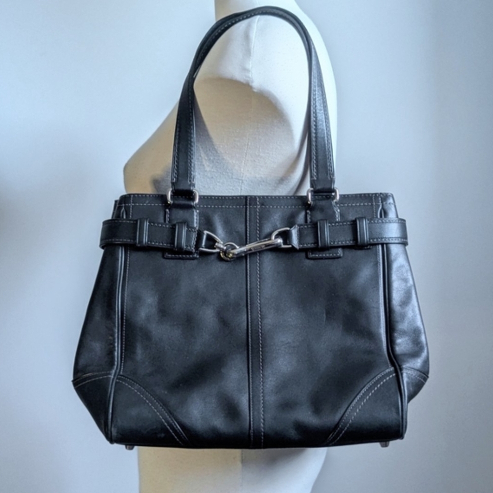 Coach  Black Leather Shoulder Bag Horsebit Vintage Authentic